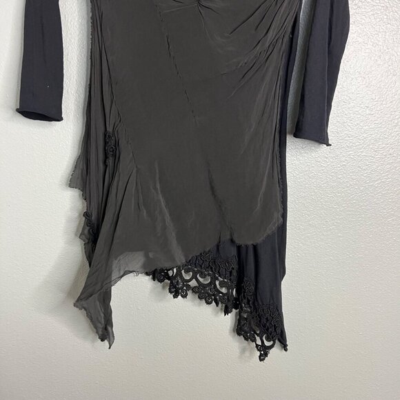 NWOT 4 Love And Liberty 3/4 Sleeve Boho Top Black‎ Asymmetrical Flowy XS - Picture 6 of 9